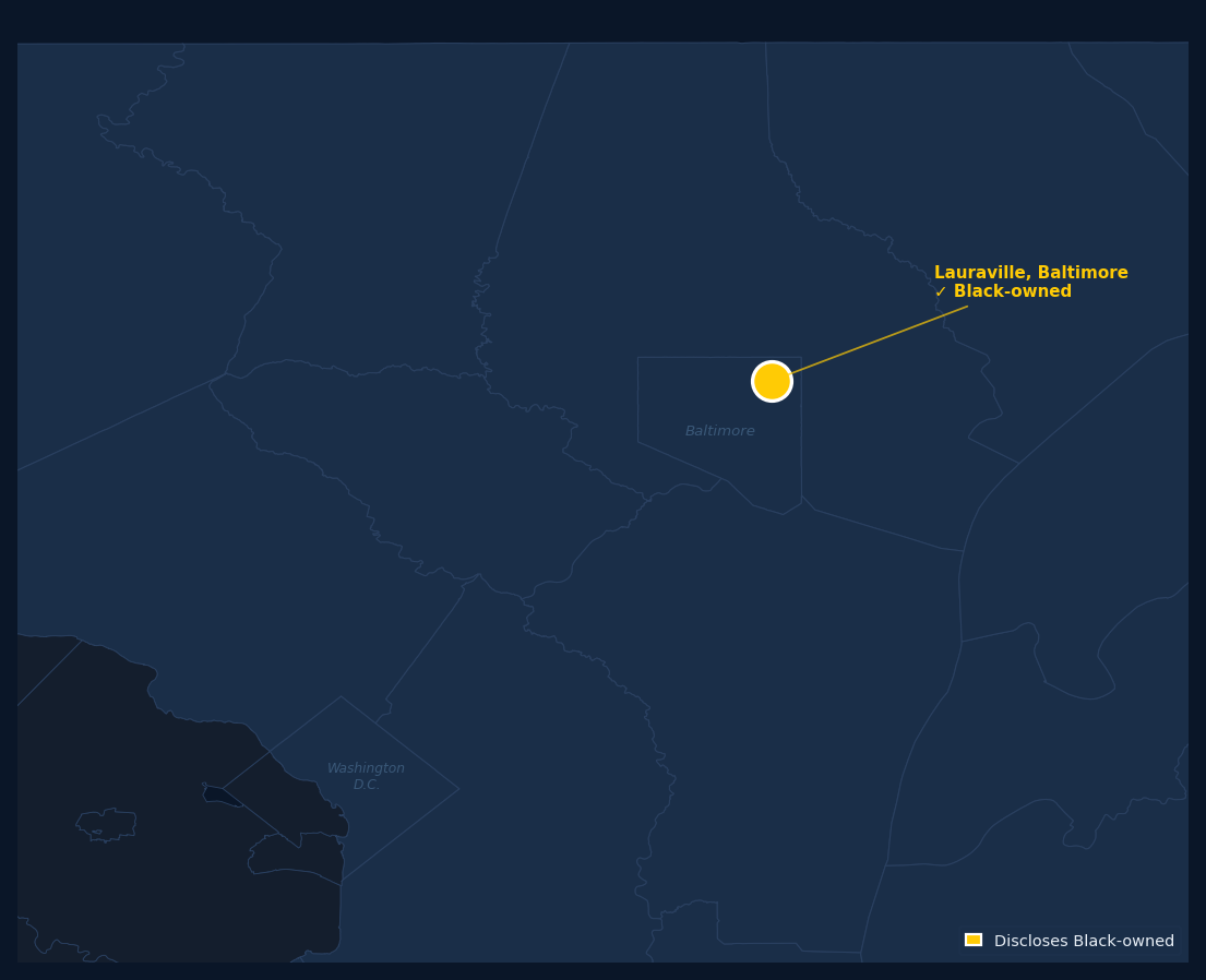 Map of Baltimore showing Lauraville Cloudy Donut location (discloses)